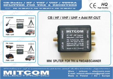 DTRX-V47SMA-SPLIT-25 {Spliter antenowy do radiostacji CB / TRX i radia FM / DAB / Skanera / 25W}