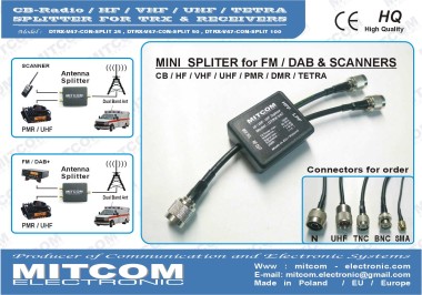 DTRX-V47CON-SPLIT-25 {Spliter antenowy do radiostacji CB / TRX i radia FM / DAB / Skanera - TX 25 W max}