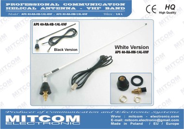 ASS40-RA-H-1/4L-VHF136-174 {Profesjonalna antena montażowa helikalna z regulacją pochyłu DV /  VHF 136-174 MHz / +3dB / 300W}