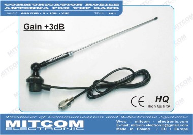 ASS-DVB-S-1/4L-VHF156AIS  {Specjalistyczna morska antena montażowa regulowana 0-180 st. / VHF 154-165 MHz / +3dB / 500W}