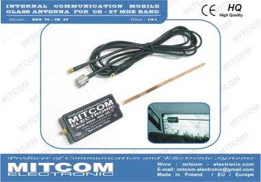 ASG75-CB27-500 {Antena montażowa kamuflowana na szybę, dach panoramiczny / CB-Radio 27 MHz / +2dB / TX 50 W / 50cm} 