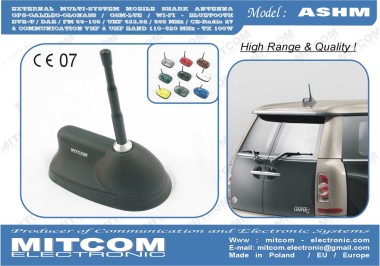 ASHM-SHARK-GPS/GSM/WiFi/868/ FM/DAB/DVBT {Specjalistyczna wielofunkcyjna antena SHARK}