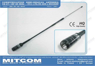 ASS-UC-SH-CB27/650 { Solidna antena montażowa semi-helikalna krótka nakręcana na złącze UC1 SO239 UHF / CB 27 MHz / +3dB / 65 cm }