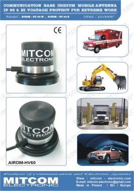 AIRDM-HV60 {Specjalistyczna do-okólna precyzyjna antena z silnym magnesem dla telefoni satelitarnej IRIDIUM / INMARSAT / THURAYA / +5,5dBic / IP66}