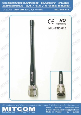 AHF-UHF-2,4/3,5/5GHz / MIL { Militarna, specjalistyczna profesjonalna antena 3-zakresowa do modemów i transmisji danych 2,4 / 3,5 / 5 GHz}