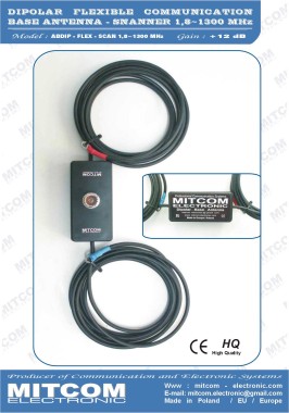 ABDIP-FLEX-SCAN 1,8-1300 {Antena lekka baza klasy DIPOL do skanerów i odbiorników SDR na pasmo 1,8-1300 MHz}