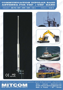 ABFG-DIP-VHF118-1/2L {Selektywna antena baza klasy DIPOL na pasmo lotnicza VHF 118~137 MHz  +4dB  1/2L}