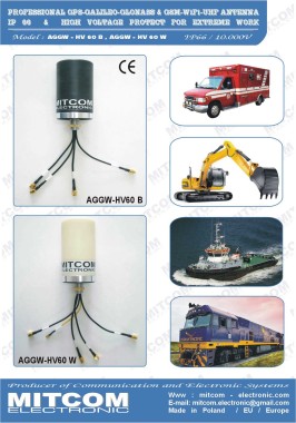 AGGW-HV60-GPS/4xGSM-LTE-MIMO {Specjalistyczna do-okólna antena wielosekcyjna montażowa do nawigacji, monitoringu i telemetrii GPS / GLONASS / GALILEO / GSM-LTE- 4x4 MIMO/ 3G-4G-5G / +55dBi / IP66}