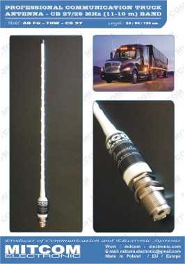 ABFG-THW-CB27-800 {TIR / BUS / MASZYNA - Helikalna antena montażowa na pasmo CB-Radio 27 MHz / TX 350W / +5dB / 80cm}