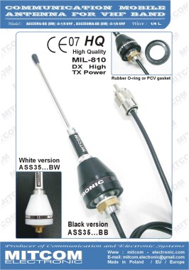 ASS35RG/R-BB-S-1/4L-VHF156AIS {Antena montażowa służbowa morska VHF 154-165 MHz / +3dB / 150W}