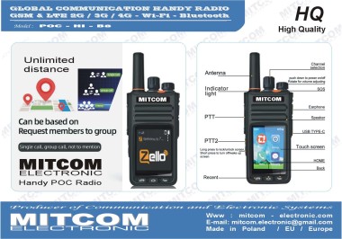Radio Transceiver Handy POC-HI-B8 {Radiotelefon służbowy przenośny łączności globalnej GSM / LTE 2G-3G-4G / Zello}
