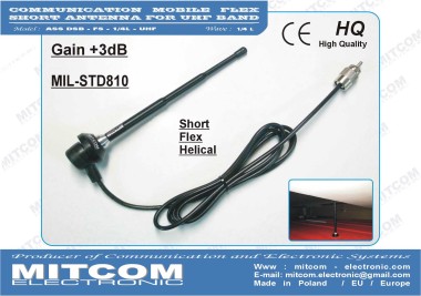 ASS-DSB-FS-1/4L-UHF446 { Ultra-krótka, niskoprofilowa, elastyczna antena montażowa / UHF 446 MHz DMR PMR/ 20cm }